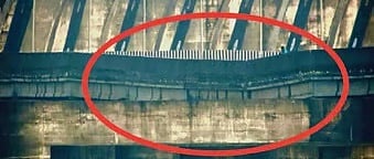 Damage seen on the Medigadda barrage 