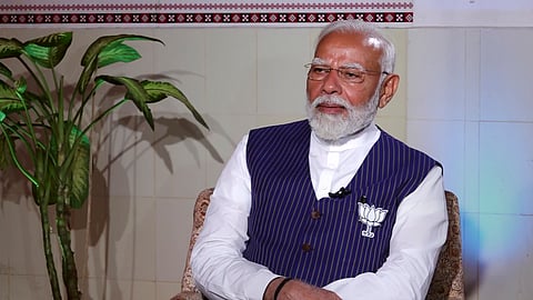 Prime Minister Narendra Modi during an interview with PTI, in Bhubaneswar.