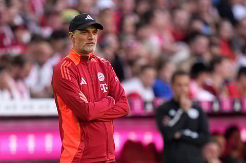 Bayern Munich's head coach Thomas Tuchel follows the game during the German Bundesliga match against VfL Wolfsburg at the Allianz Arena in Munich (Photo | AP)