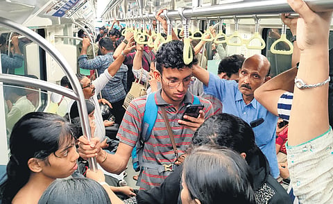 Kochi Metro witnessed heavy rush of passengers as rain lashed the city on  Wednesday evening 