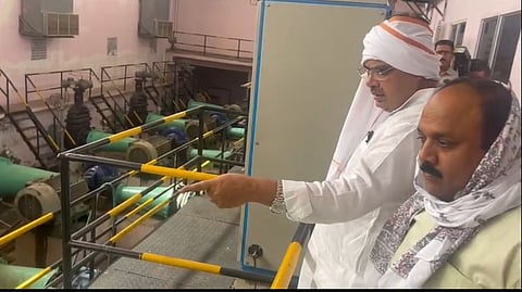 CM Bhajanlal Sharma inspecting the water pump station at Ramniwas Bagh in Jaipur (Photo | Special arrangement)