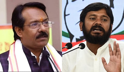 BJP candidate Harsh Malhotra (L) and Congress candidate Kanhaiya Kumar (R)