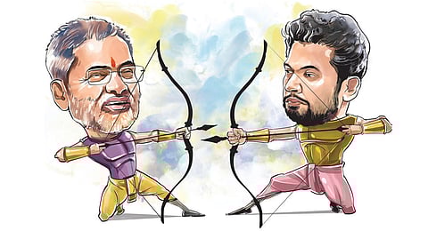 Nilesh Lanke (left) and Sujay Vikhe Patil