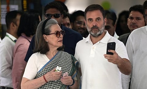 Congress leader Rahul Gandhi with  Sonia Gandhi.