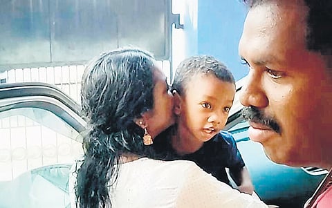 Rithick, after he was saved by the Fire and rescue team