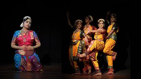 Students of Subbulakshmi’s Nrityashala during their Bharatanatyam performance.