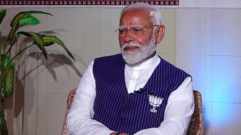 Prime Minister Narendra Modi during an interview with PTI, in New Delhi.