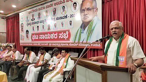 B L Santhosh, BJP National General Secretary (Organization) speaking in Udupi on Thursday.