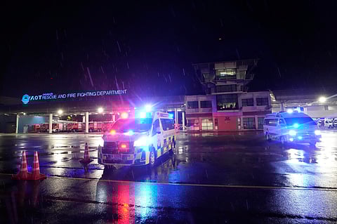Ambulances are seen at the airport in Bangkok where a London-Singapore flight that encountered severe turbulence was diverted (Photo | AP)