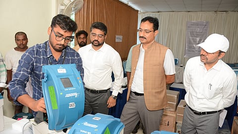 CEO Mukesh Kumar Meena visits Visakhapatnam and directs officials to take decisive measures for the smooth conduct of elections. 
