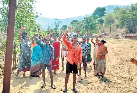 Tribals of Kalyan Gummi in ASR district stage a protest for basic infra 