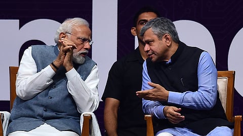 Union Minister Ashwini Vaishnaw with Prime Minister Narendra Modi.