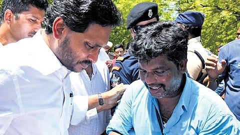 YSRC president Jagan Mohan Reddy during the day 3 of his tour at Pulivendula.