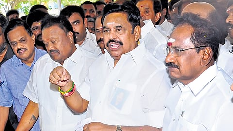 AIADMK leader Edappadi K Palaniswami addressing a press in Madurai 