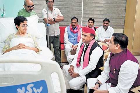 SP chief Akhilesh Yadav visits Delhi Cabinet Minister Atishi at LNJP hospital 
to enquire about her health on Wednesday.