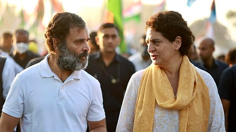 Congress leaders Rahul Gandhi and his sister Priyanka Gandhi Vadra during the Bharat Jodo Yatra in Khandwa district of Madhya Pradesh.