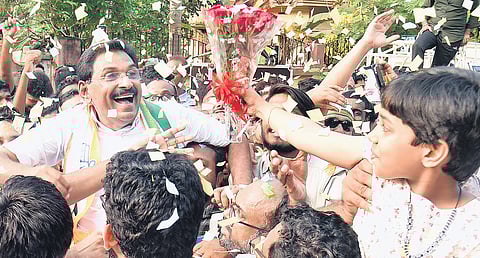 UDF candidate Anto Antony’s victory celebrations on Tuesday 