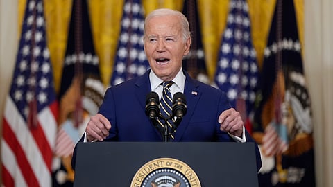 President Joe Biden speaks about an executive order in the East Room at the White House in Washington, Tuesday, June 4, 2024. 