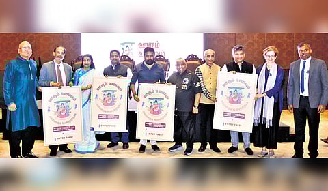 Dignitaries on stage at the curtain raiser 