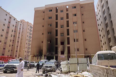 The building which was engulfed by fire in Kuwait City