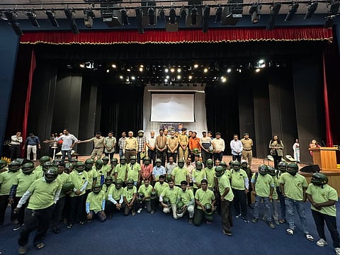 TNIE-Hero MotoCorp hold 'Ride Safe India' campaign in Ahmedabad, distribute over 800 helmets 