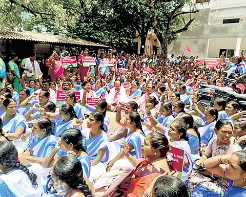 ASHA workers in Hyderabad protest over pending salaries