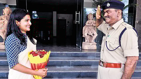 Senior SP N Venkateshwarlu salutes N Uma Harathi at TGPA on Saturday