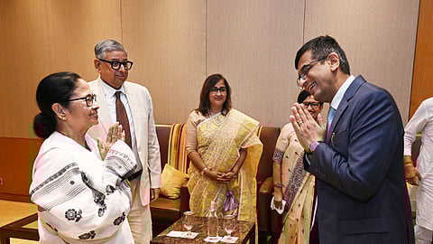 West Bengal Chief Minister Mamata Banerjee with Chief Justice of India DY Chandrachud during National Judicial Academy's conference on 'Contemporary Judicial Developments and Strengthening Justice through Law & Technology', in Kolkata, Saturday, June 29, 2024.