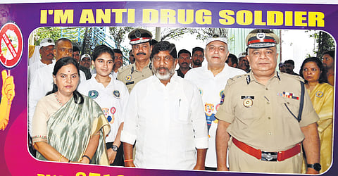 Deputy Chief Minister Mallu Bhatti Vikramarka, along with Chief Secretary Santhi Kumari and DGP Ravi Gupta, flags off the rally in Hyderabad on Tuesday