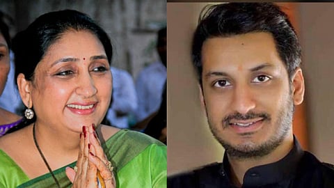 Sunetra Pawar (L) Parth Pawar