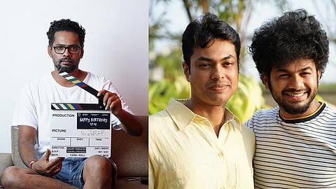 Rakesh Kadri (L), Happy Birthday to Me stars Sidhaartha Maadhyamika and Siddu Moolimani.