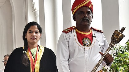 Mayor R Priya arrives at  the Greater Chennai Corporation 