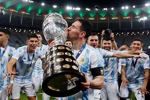 Pastor Emilio Aguero Esgaib, right, during the inaugural ceremony of Copa America 2024.