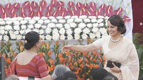  BJP MP Kangana Ranaut at the swearing-in ceremony of the new Union government, at Rashtrapati Bhavan in New Delhi, Sunday, June 9, 2024.