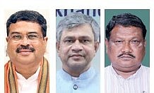 Dharmendra Pradhan, Ashwini Vaishnaw and Jual Oram