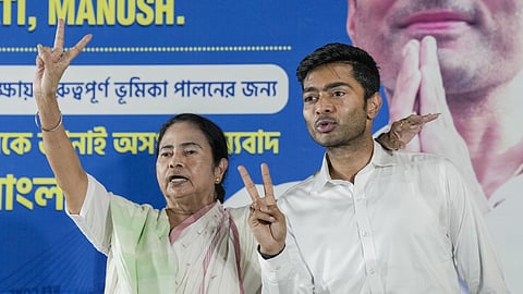 West Bengal Chief Minister and TMC Supremo Mamata Banerjee with party General Secretary Abhishek Banerjee