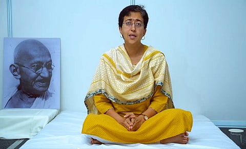 Delhi Water Minister and AAP leader Atishi Singh during the third day of her indefinite hunger strike over the ongoing water crisis in the national capital, in New Delhi, Sunday, June 23, 2024