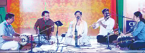 Manakkala Gopalakrishnan performing Ulloor’s poem Premasangeetham composed to Carnatic music in Alappuzha 