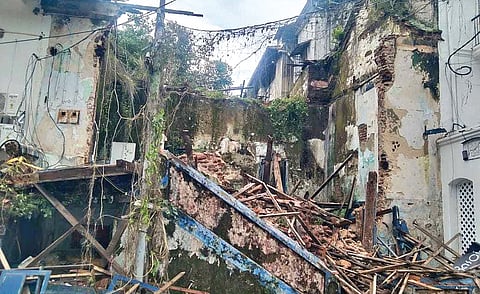 The 200-year-old heritage building that collapsed at Fort Kochi on Friday morning