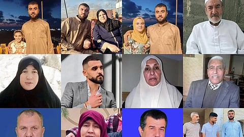 This combination of photos provided by Youssef Salem shows relatives he has lost from Israeli strikes.