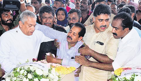 Babu, father of Sibin Abraham, was inconsolable at the Kochi airport