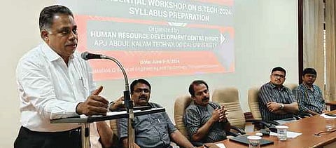 KTU Vice-Chancellor Saji Gopinath inaugurating a four-day residential workshop on 2024 BTech curriculum preparation in Thiruvananthapuram on Thursday