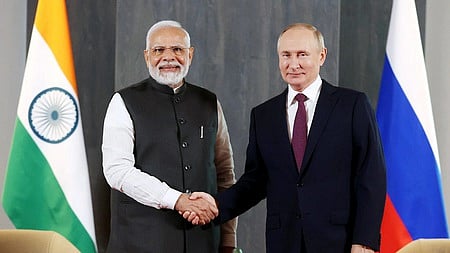 Prime Minister Narendra Modi with Russian President Vladmir Putin.  