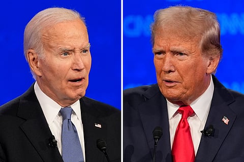 US President Joe Biden, left, and Republican presidential candidate former President Donald Trump 