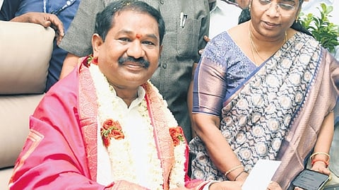 Bala Veeranjaneya Swamy assumes office as Social Welfare Minister.