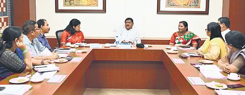 Union Tribal Affairs Minister Jual Oram reviewing works of ST, SC Development, Minorities and Backward Classes Welfare department on Saturday 