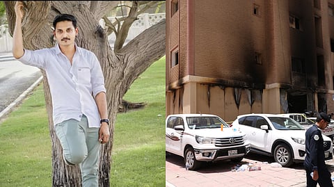 Umarudheen Shameer (R), the building where the accident took happened.