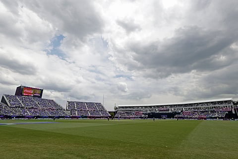 Fans fill the stands at the Nassau County International Cricket Stadium during the ICC Men's T20 World Cup cricket match between United States and India in Westbury, New York, Wednesday, June 12, 2024. 