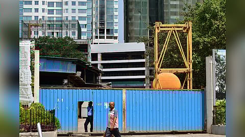 A wing in the Khatao Mill Compound in Byculla where a major fire broke out in Mumbai late Saturday night, June 1, 2024.