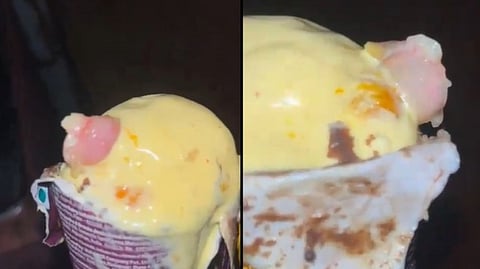 Although it is suspected to be a piece of human finger, it has been sent for an examination, officials said.